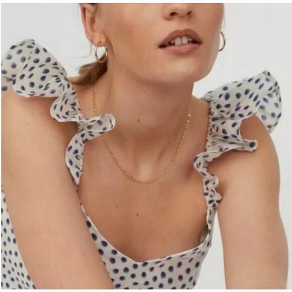 H&M Linen Blend Polka Dot White Blouse Size L - Picture 9 of 10